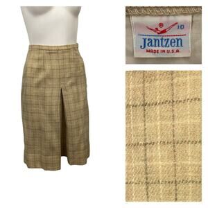 1960s Jantzen Plaid Skirt Fitted Pencil Skirt / Women’s XS